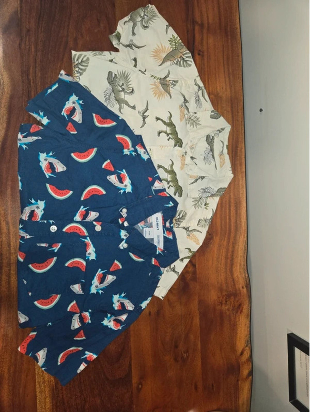 Boys Short Sleeve Button Down Shirts - Shark & Dinosaur Patterns